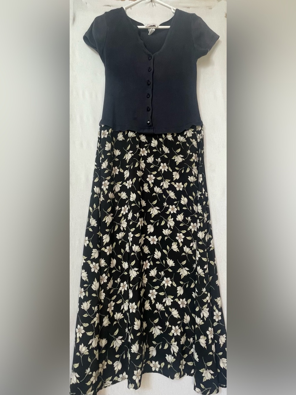 Blue and Floral Maxi Dress  flowy Boho pretty